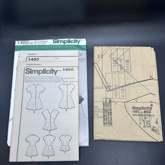 Simplicity 1950's Vintage 1460 “Tunic & Peplum Blouse”(6-14)Sewing Pattern Uncut - Picture 5 of 5